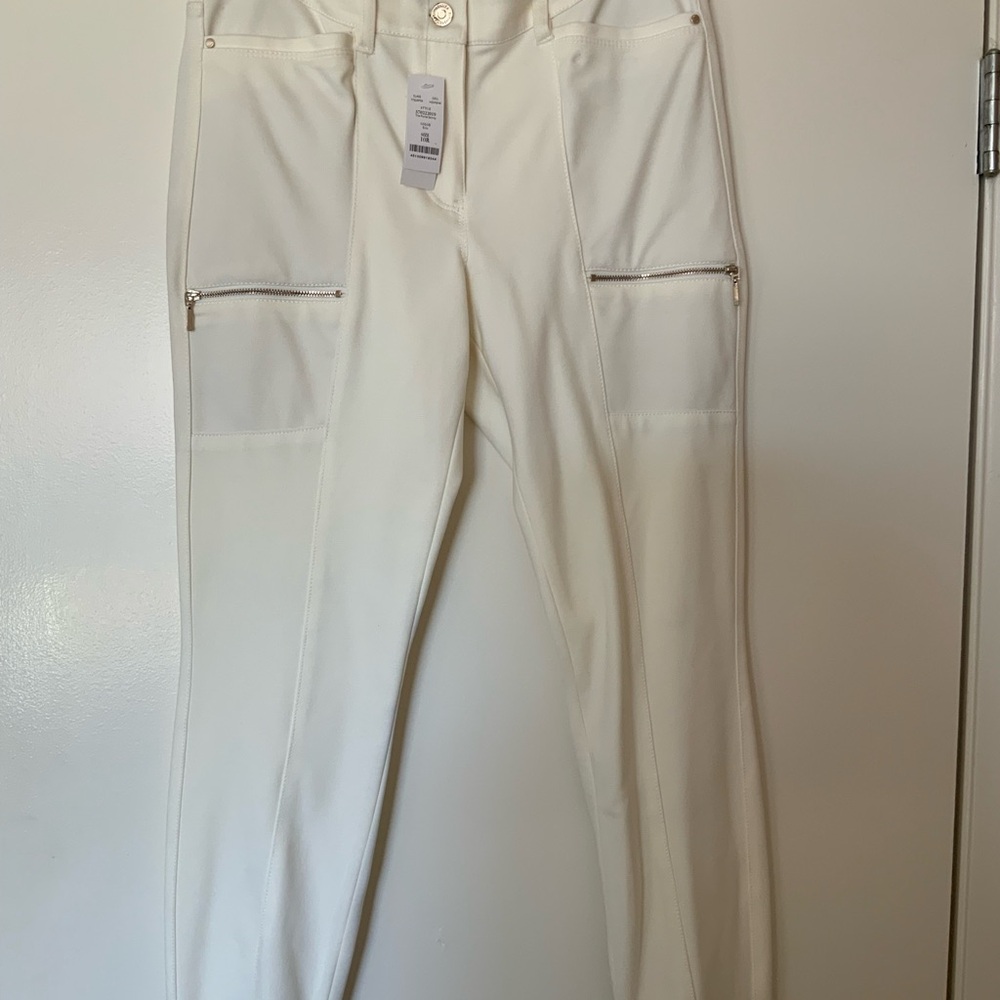 White House Black Market Cream Straight Leg Pants